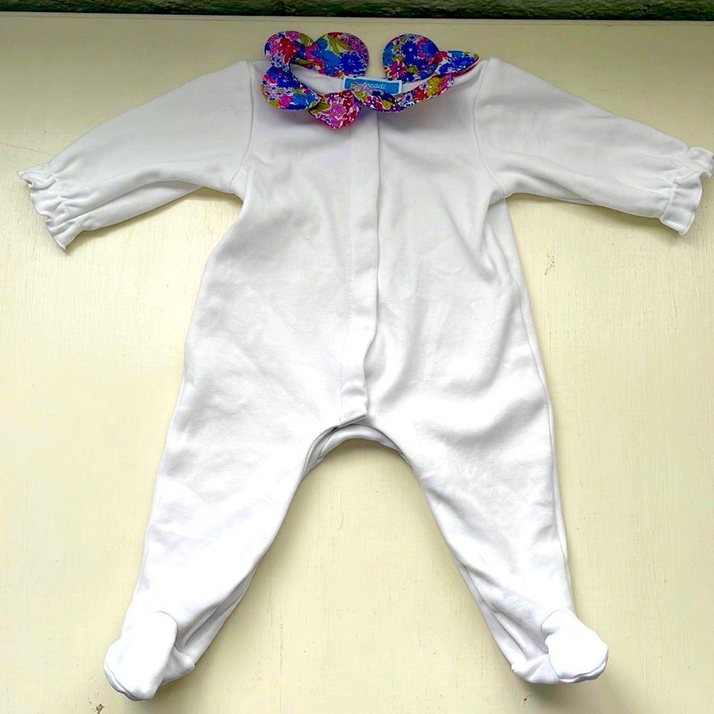 Jacadi Liberty Floral Collared Footies, size 1 mth